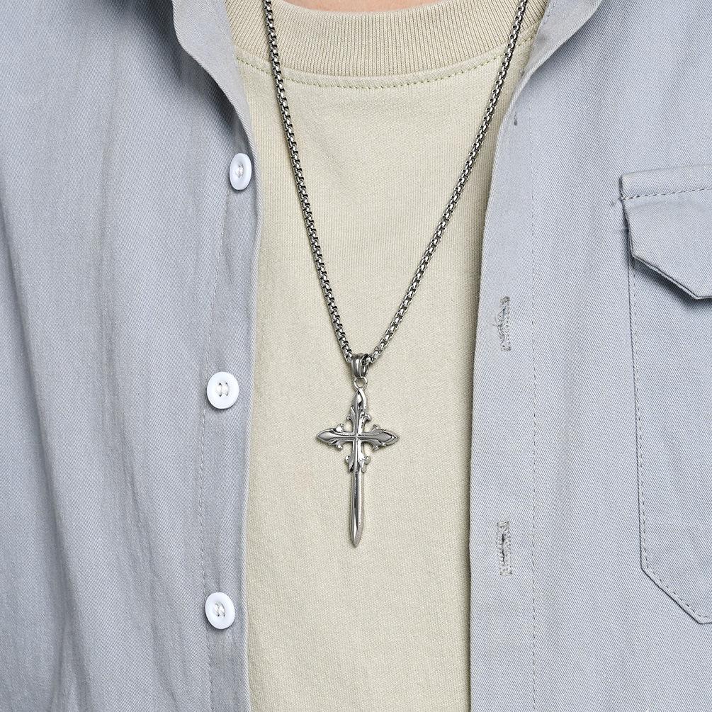 Cross Necklace European and American Retro Gothic Niche Design Sense Street Hipster Versatile Pendant