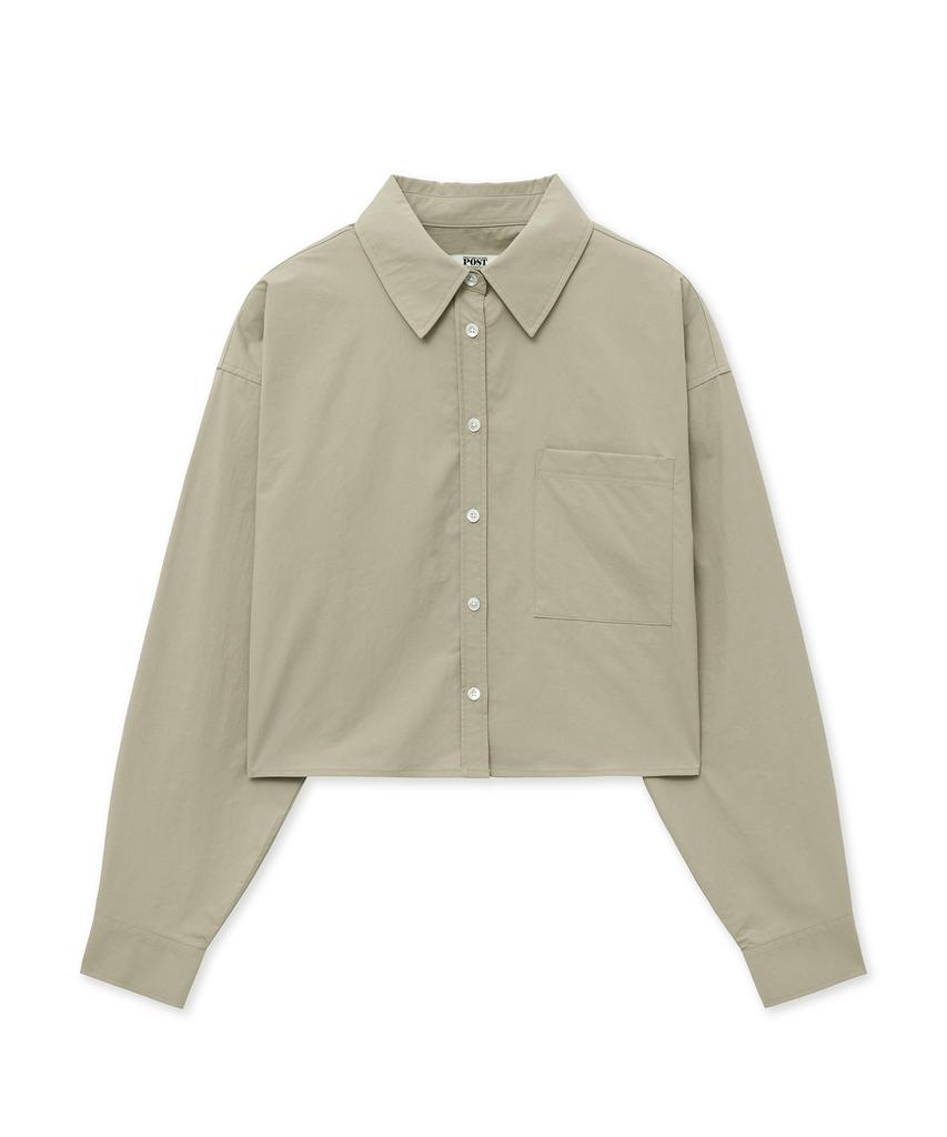 THE SATURDAY EVENING POST Basic Crop Shirts_Beige