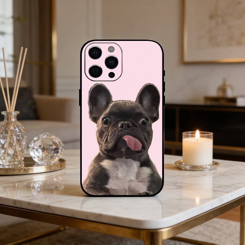 F-Frenchies Französische Bulldogge Hund Handyhülle Für iPhone17,16,15,14,13,12 Plus,Max Weiches Silikon Schwarze Hülle