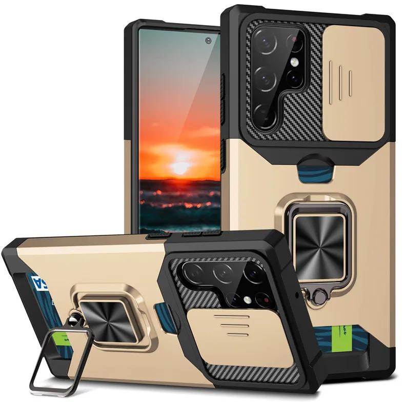Magnetische Ring Standaard Telefoonhoes voor Samsung Galaxy S21 S23 FE S24 S22 Ultra Plus A14 A34 A54 A53 A25 A35 met Kaarthouder Cover Galaxy S24