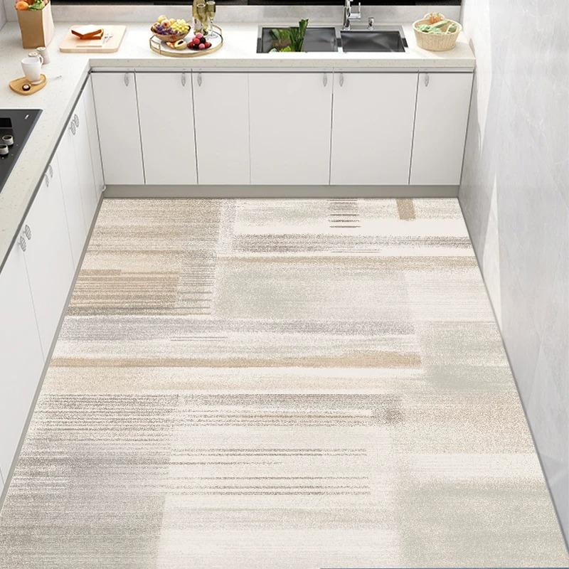 Striped PVC Kitchen Carpet Living Room Non-slip Leather Rugs Thick Entrance Door Mat Balcony Waterproof Oil-proof Large Area Rug