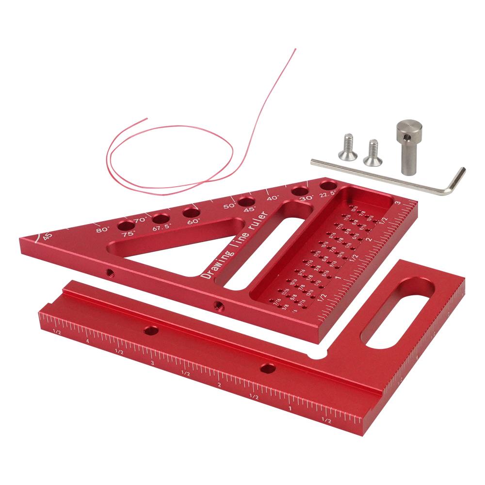 

3D-транспортир для деревообработки, измерительная линейка, угловая треугольная линейка 45/90 градусов, разметочная линейка для высокоточного измерения разметки красный