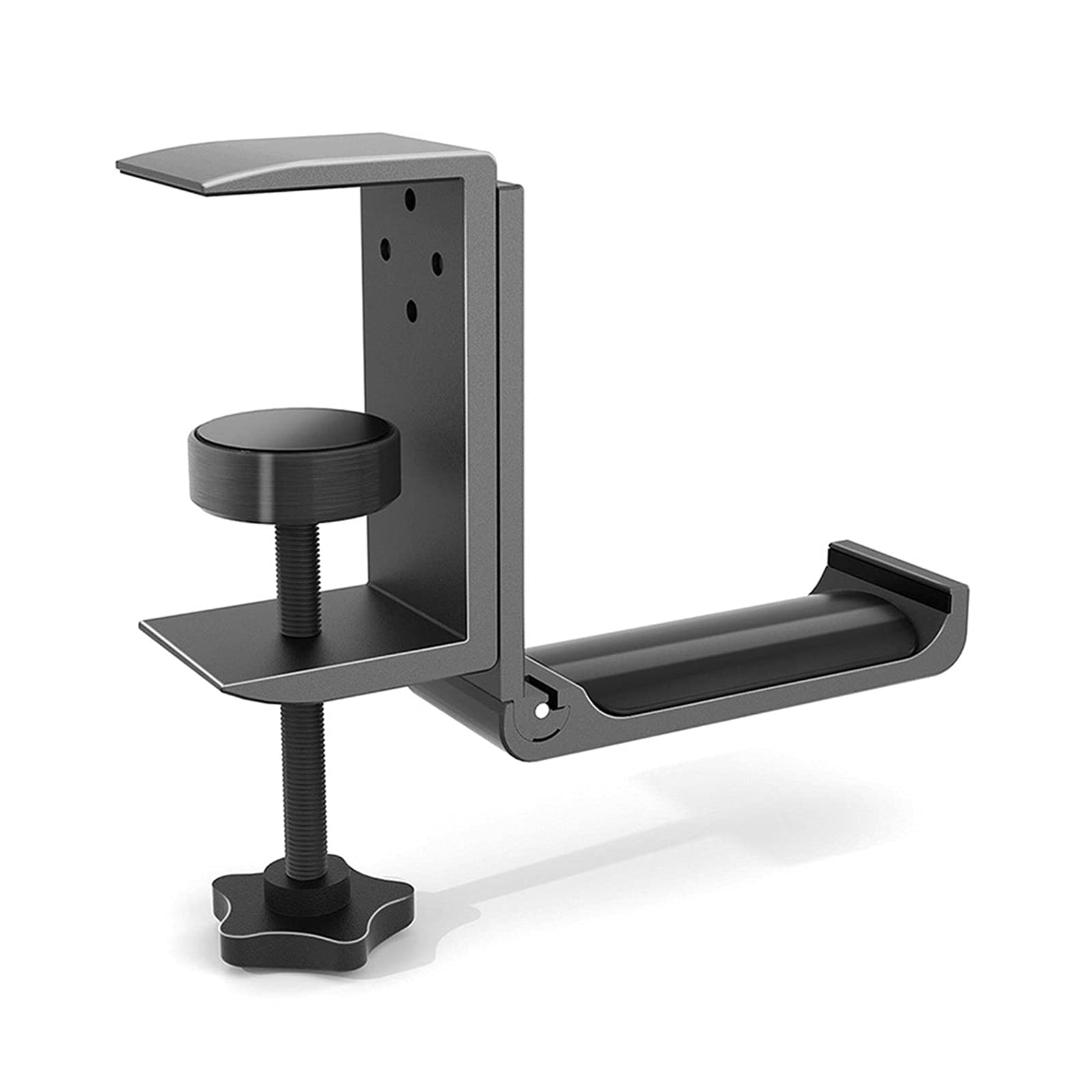 

Headphone Stand Clamp Supports Foldable Horizontal Vertical Installation Universal Headphone Hook Non-Slip Good Stability (Black)