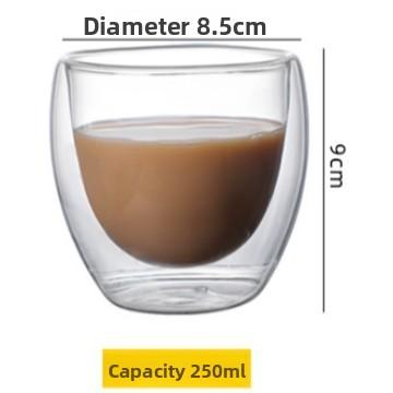 Double-walled, high-temperature resistant, high borosilicate glass coffee cups, customizable. Transparent
