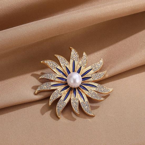 Sonnenblumen-Form Brosche für Damen, Strasssteine eingelegte Brosche für Kleid, Mantel, Schal, Vielseitiges Broschen-Accessoire für Mutter, Hochzeit