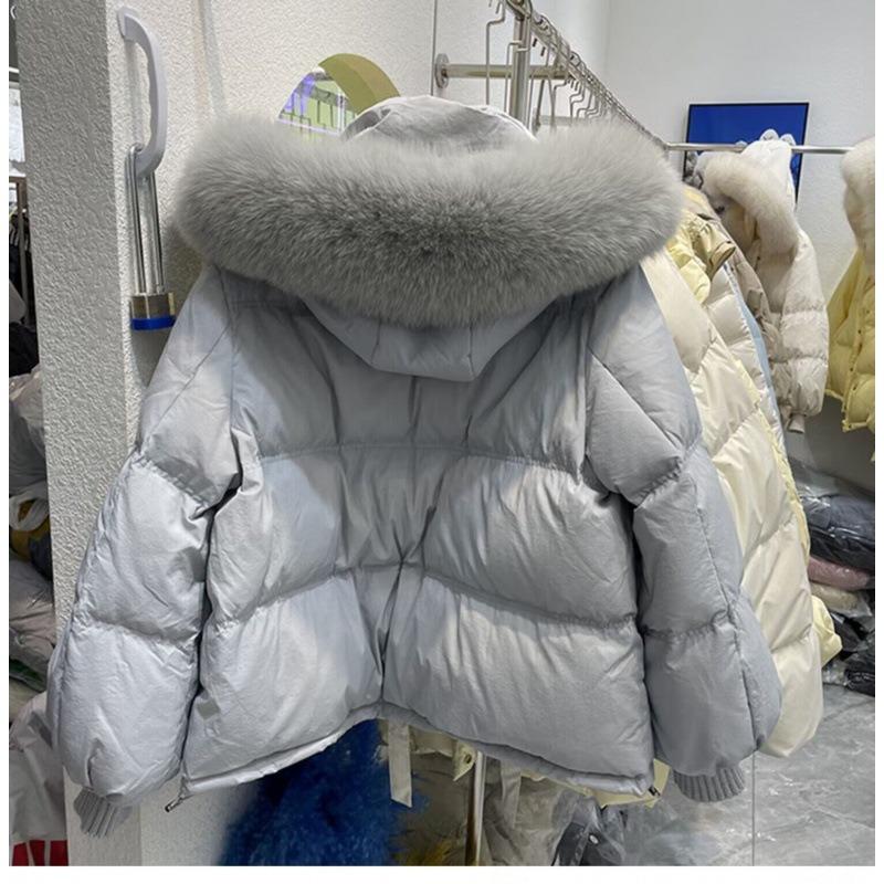 Winter new loose fashion down cotton clothes women's short small big fur collar cotton clothes thickened coat