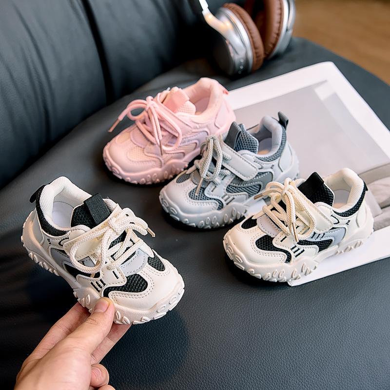 2025 autumn new mesh breathable children's sports shoes boys and girls baby sports shoes breathable dad shoes tide