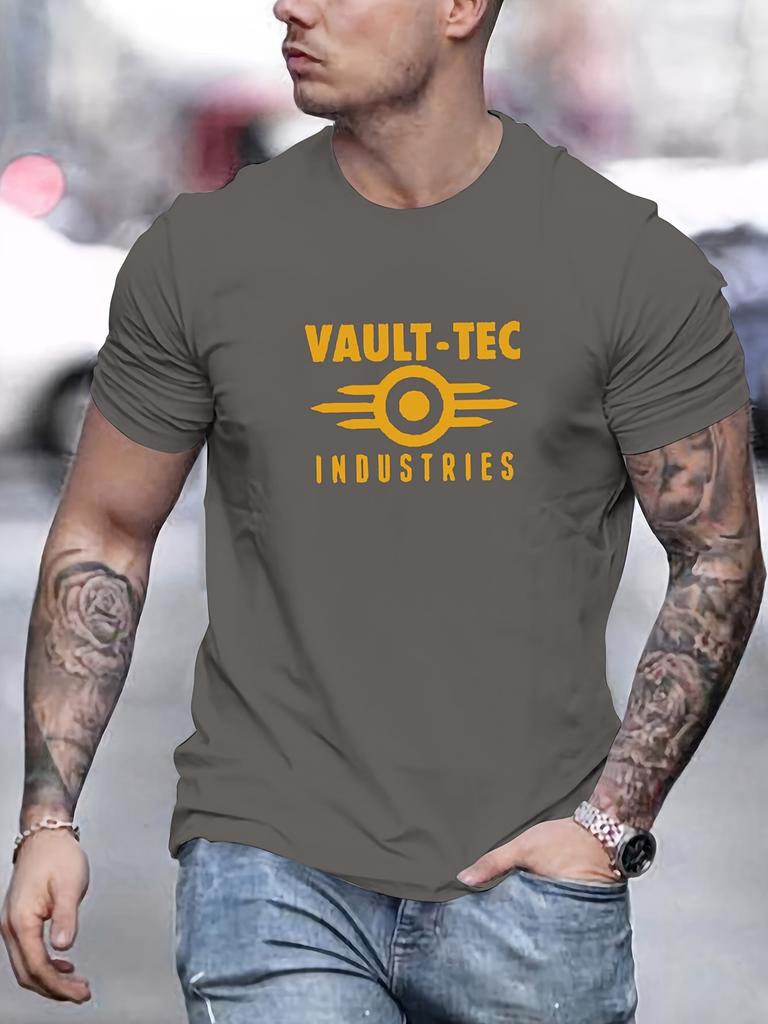 VAULT TEC INDUSTRIES Game Graphic T-Shirt Men's 100% Cotton Round Neck Oversized Streetwear Breathable Casual Trendy Tee