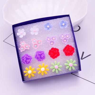 45510 Pairs Women Ear Studs Set Contrast Colors Different Flower Anti-allergy Non-irritation Plant Decorative