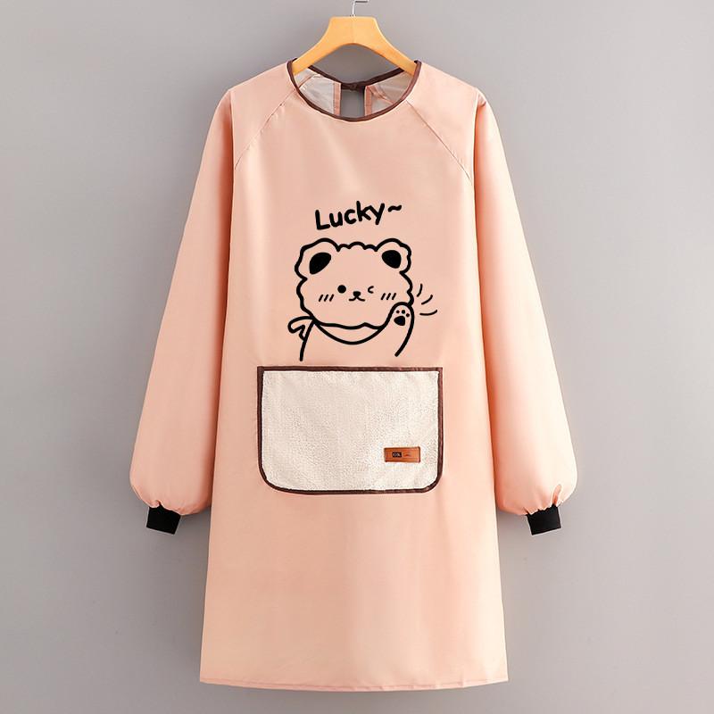 Long Cartoon Waterproof Sleeve Apron Kitchen Oil Resistant Cooking Thickened