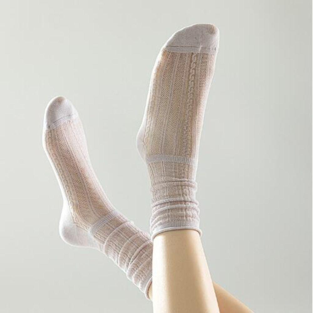 Solid Color Loose Mouth Mid-Tube Socks Breathable Sweet Stockings New Cotton Socks
