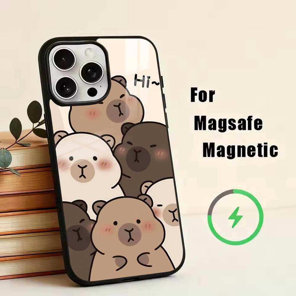 Cute K-Kawaii Capybara   Phone Case For iPhone17,16,15,14,13,12,11 Plus,Pro Magnetic with Magsafe Wireless Charging