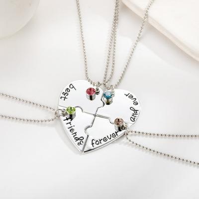 1 Set Best Friends Forever Necklaces Splicing Rhinestone Heart Pendants Necklaces Friendship Theme Love Heart Necklaces Gift for Besties