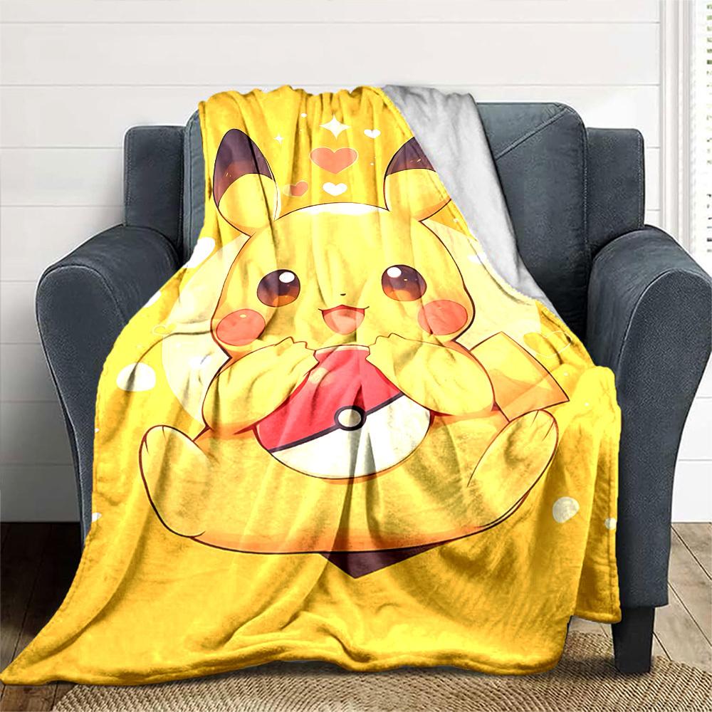 1pc Pikachu Heart blanket Lightweight Flannel Throw for Sofa Bed Travel Camping Livingroom Office Couch Chair