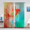 Koi Fish Ink Painting Goldfish Sheer Voile Curtains Window Treatment Chiffon Tulle Curtain for Kitchen Living Room Bedroom Drape
