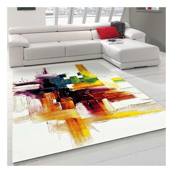 Tapis salon BELO 3 Crème 160x230 OEKO TEX® en polypropylène doux et soyeux