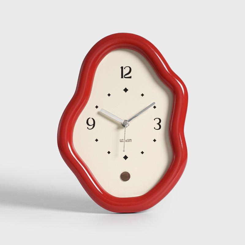 Wooden Clock Ins Simple Desktop Decoration Home Cream Style Clock Living Room Entrance Desk Clock Fun Decoration Bedroom Clock