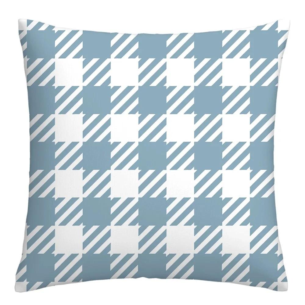 Blue and White Geometric Decorative Pillowcase Living Room Office Home Pillowcase Car Ornaments Ideal Gift