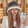 New autumn and winter high-end tie-dye rabbit hair contrasting color hair bucket hat women's outdoor travel fashion basin hat