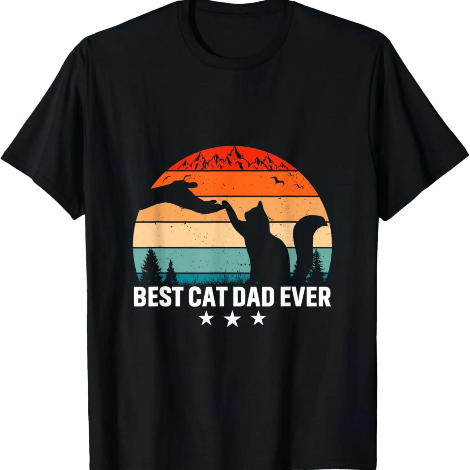 

Best Cat Dad Ever Retro Kitten Cats Father T-Shirt XXXXXL чёрный