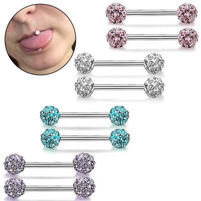 Neueste Frauen Strass Zunge Nase Nippel Ring Ohrstecker Body Piercing Schmuck