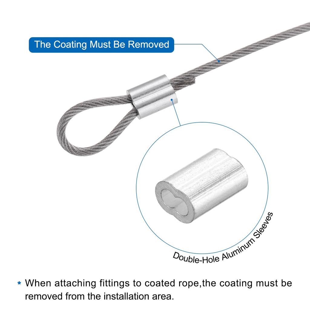 uxcell 16Ft (5M) Wire Rope 304 Stainless Steel Cable 1/24" (1mm) Vinyl Coated with