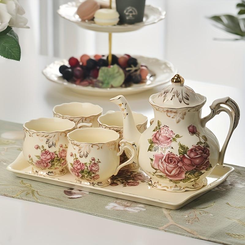 Luxury Porcelain Square Tray Floral Ceramic Plate for Cake, Fruit Tea Party