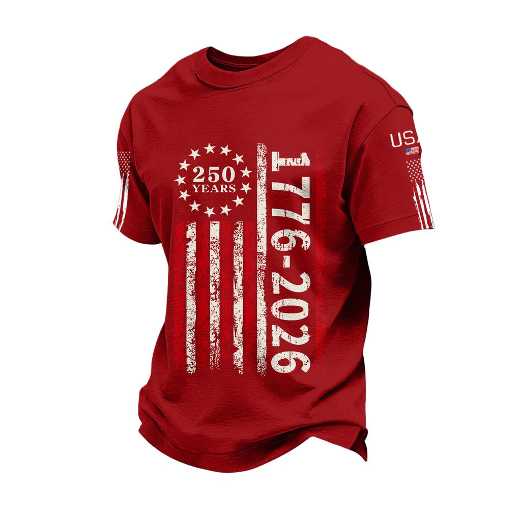 USA Anniversary Men's Casual Letter Print Short-Sleeve T-Shirt