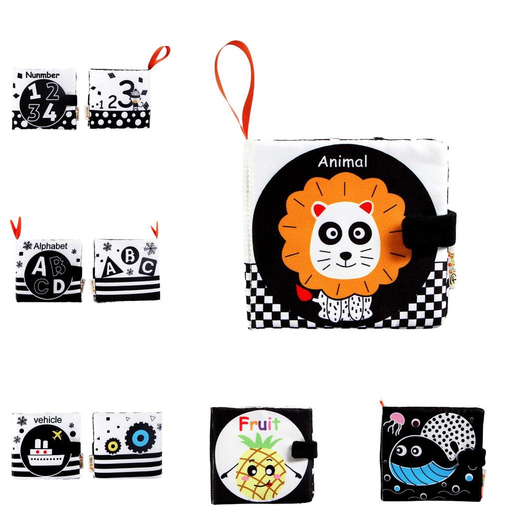 New Baby Cloth Book Black And White Number Cognitive Sound Paper Children's Early Education Book Tear-resistant Cloth Book Infant Toddler Toy