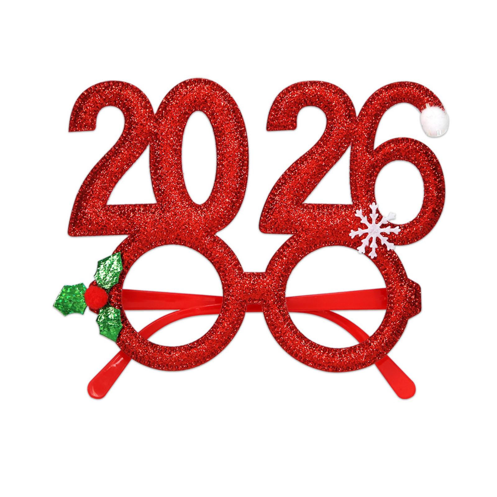 

Рождественские очки Креативные цифровые смешные очки Украшение для рождественской вечеринки Новогодняя фоторамка для очков One Size красный