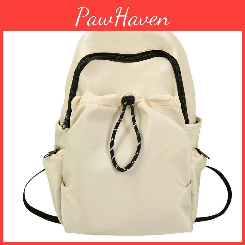 Outdoor Backpack Nylon With Solid Color And Drawstring Design For School Travel