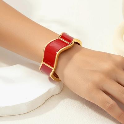 Handicraft Zinc Alloy Irregular Bracelet Adjustable Retro Enamel Bangle Waterproof Geometric Women's Wrist Jewelry Versatile