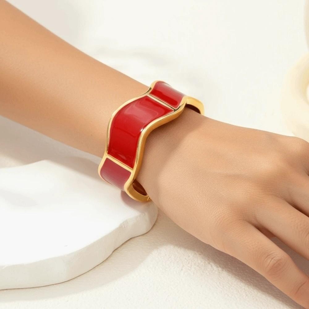 Handicraft Zinc Alloy Irregular Bracelet Adjustable Retro Enamel Bangle Waterproof Geometric Women's Wrist Jewelry Versatile