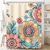 Colorful Shower Curtain Flowers Decorative Print Bath Rug Waterproof Fabric Home Decoration Bathroom Supplies Size180x240cm