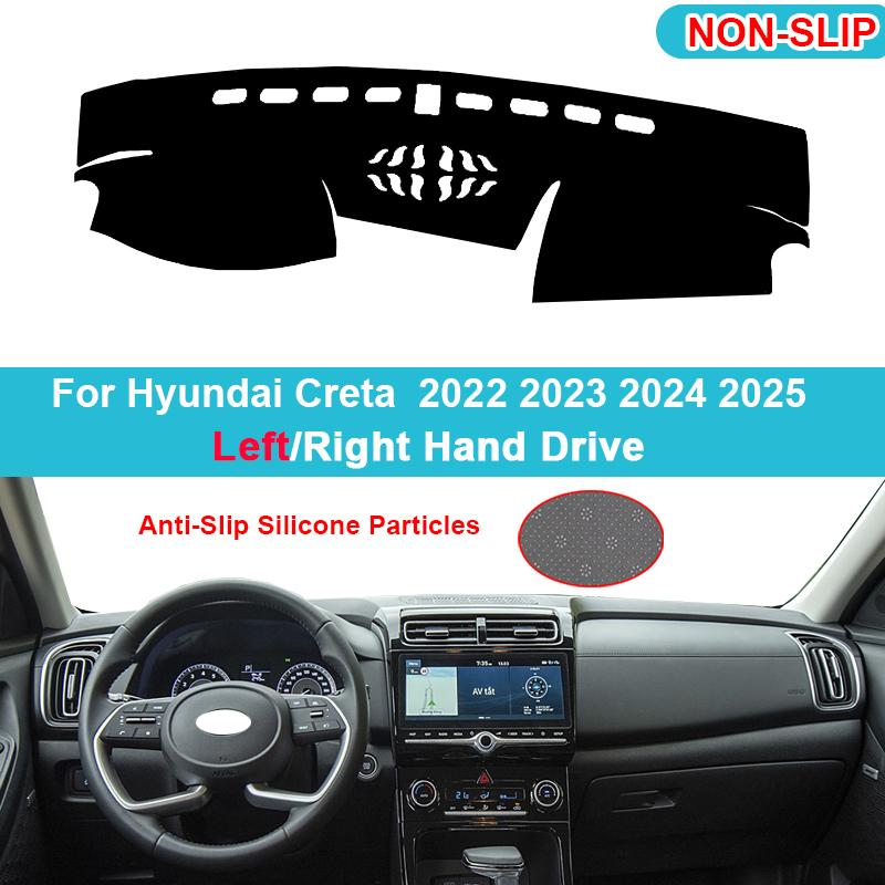 For Hyundai Creta   2024 Car Dashboard Cover Dash Mat Flannel Suede Polyester Carpet Cape Protector Shade Accessories