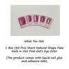 S.A.V.I 30 Pcs Hot Pink Cat Eye Press On Nails for Women, Short Length Natural Square, Glossy Reusable Artificial Nails with Glue & Adhesive Tabs,