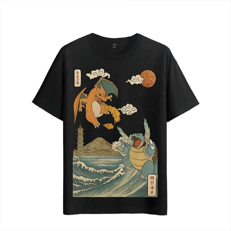 Camiseta Muscle Freaks Charizard Blastoise Estilo Ukiyo S