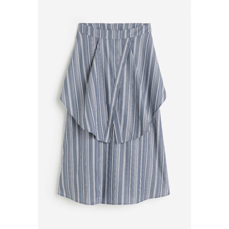 

HM Women s Skirt Autumn Stripes Comfort and Casual Mid Length Long Length Double Layer Skirt 1211491 Blue/Stripes 155/64A