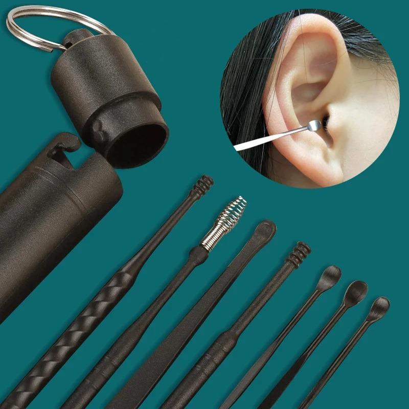 7Pcs/set Portable Stainless Steel Earpick Ear Cleaner Ear Care Cleaning Tool Ear Wax Removal