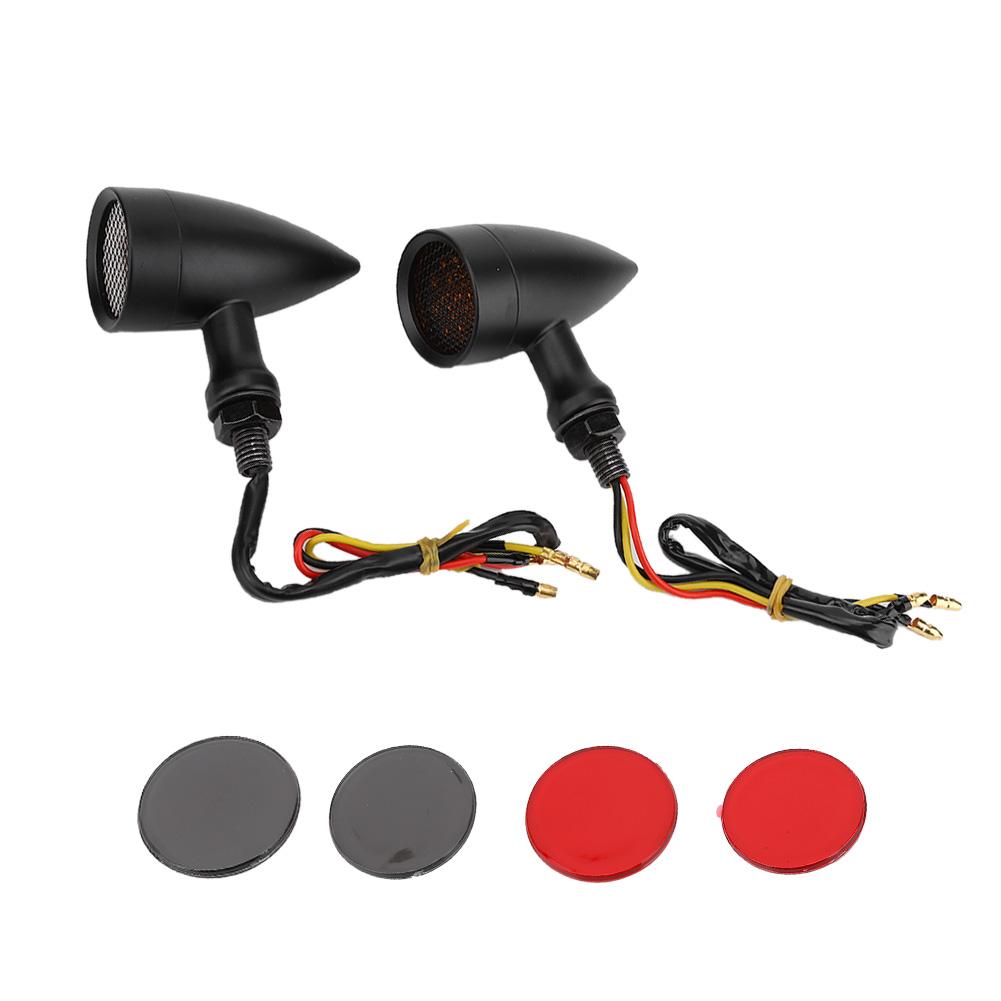 2Pcs Motorcycle Turn Signal Lamp Brake Light Vintage Grille Modification Accessory