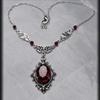 Retro Red Quartz Gothic Necklace Oval Pendant Red Beads Vintage Choker Embossed Pattern Charm Necklace Gifts