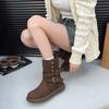 Autumn western trend short boots autumn and winter new velvet warm buckle niche design snow boots women