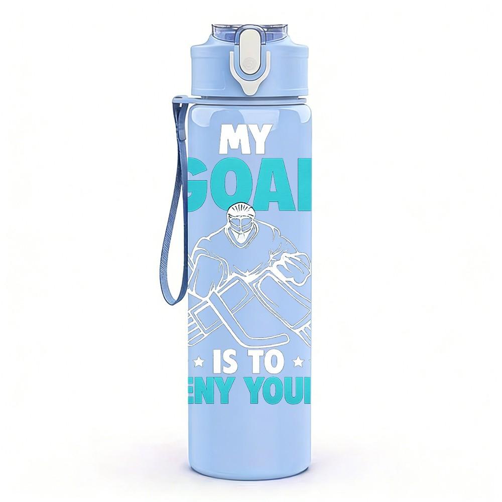 1PC Goal Baby Yours Sport Text Print 750ml Color Plastic Sports Water Bottle Leakproof Flip Straw Lid Suitable for Sports Office Home Use