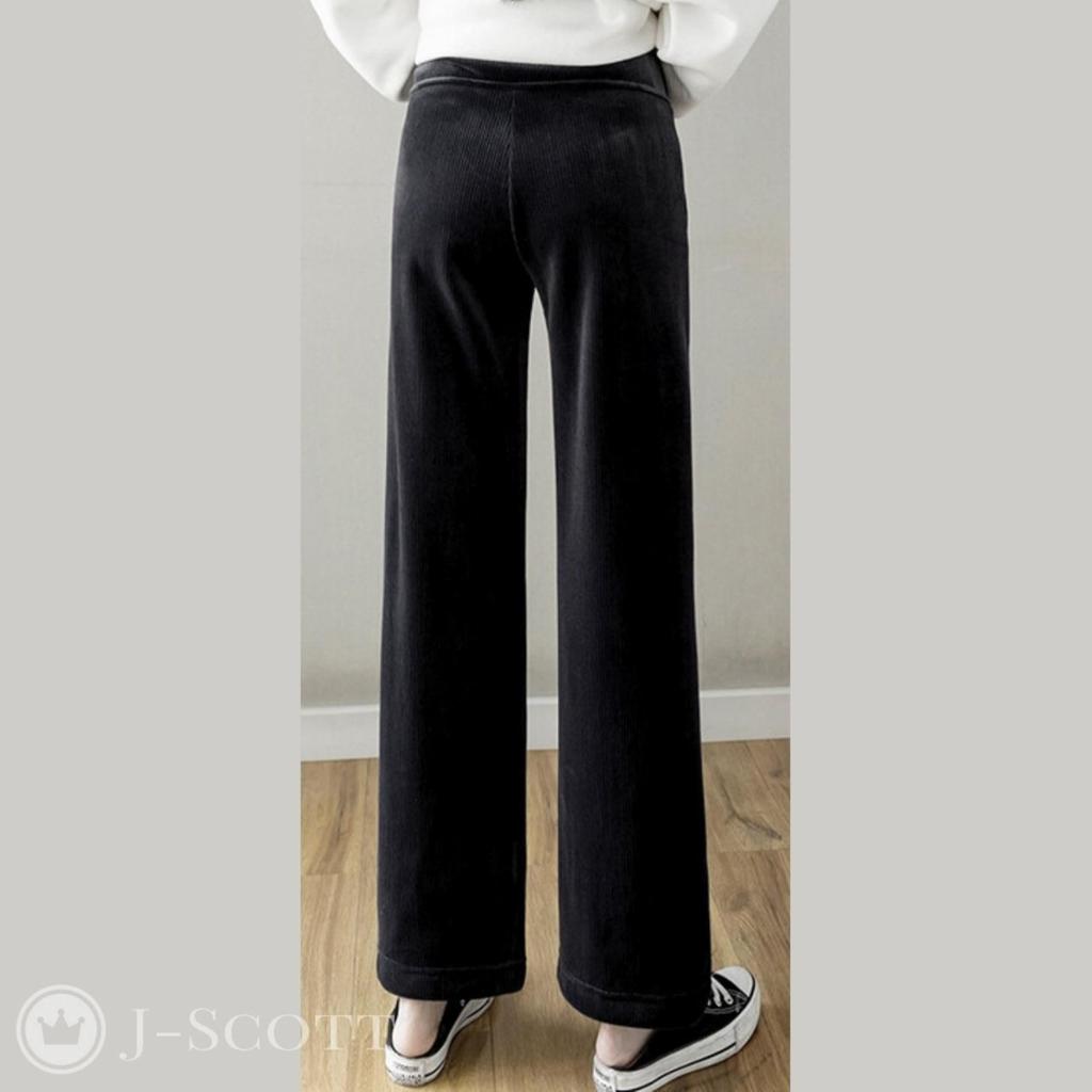 Corduroy Maternity Pants with Elastic Straight Fleece and Solid J-Scott Women's Waist, Fit, Lining, Pockets, Black, JS24-BK-2XL