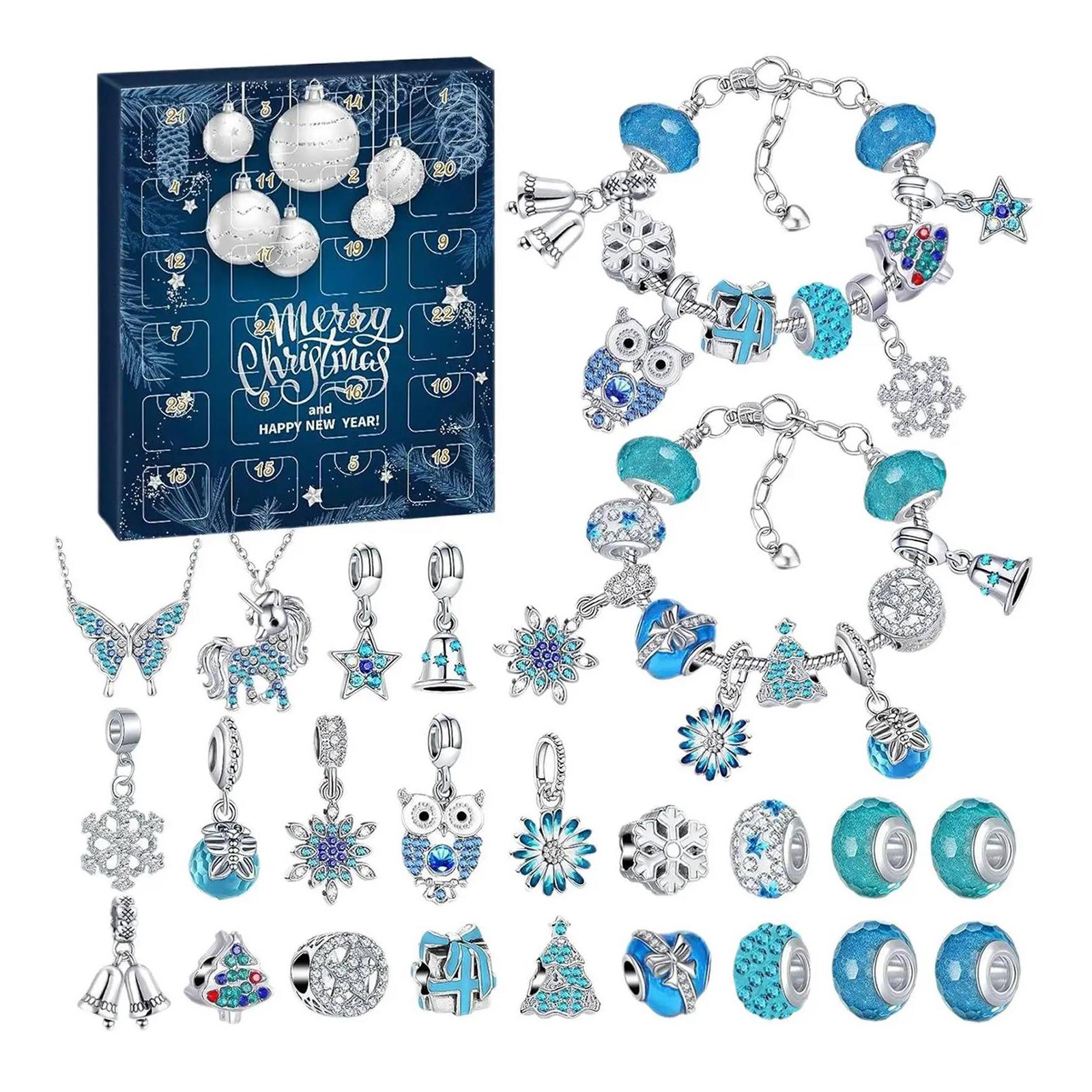 

Jewelry Xmas Countdown Calendar DIY Jewelry Making Kit with 2 Bracelets and 22 Unique Charms Jewelry Set Surprise Gift for Women China Mainland