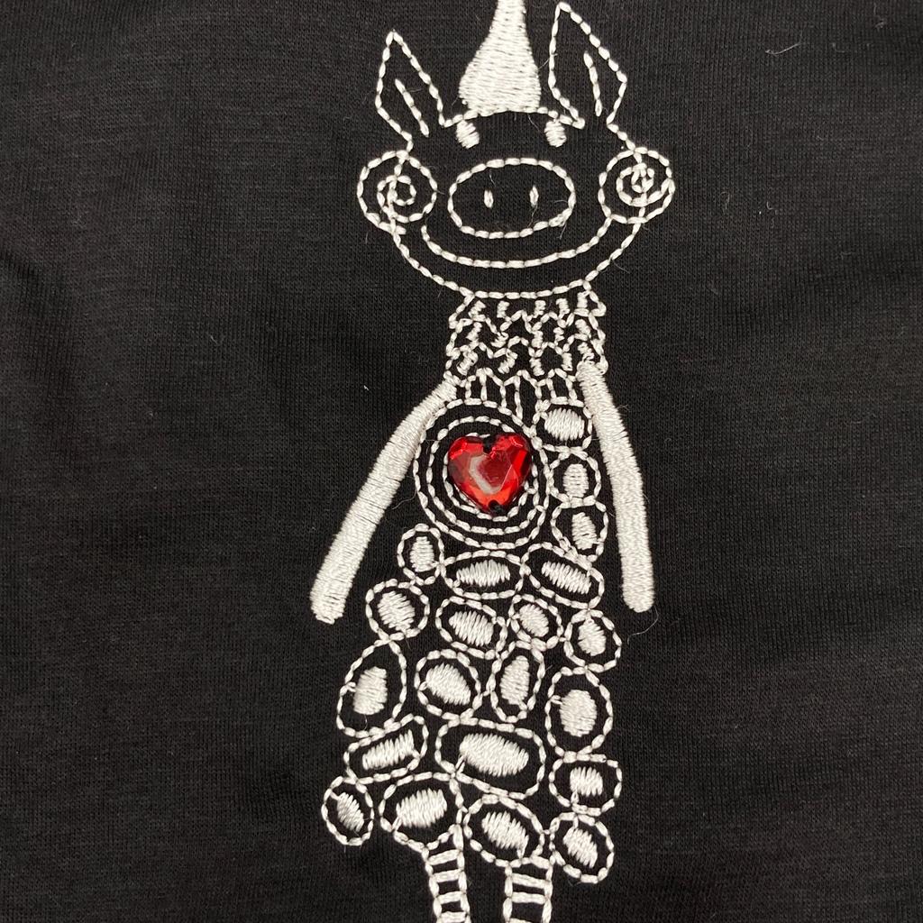 OLLEBOREBLA Black Pig Tape Design Long Shirt Dress Not Written blackUsed