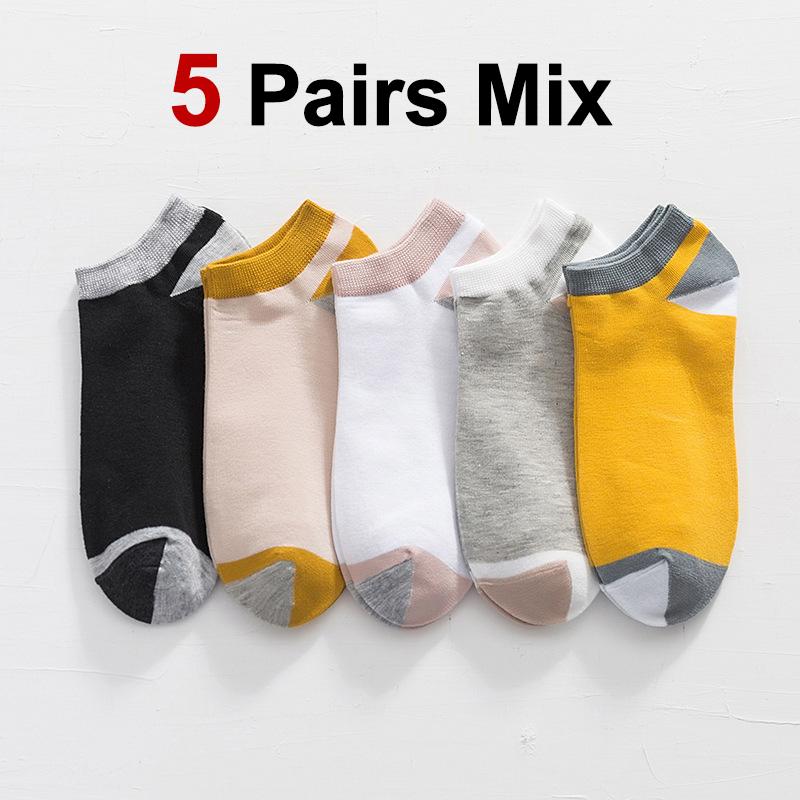 

5/10 пар мужских хлопковых носков с цветными блоками, модный дизайн, летние, впитывающие пот, дышащие, мягкие, удобные, повседневные носки One Size