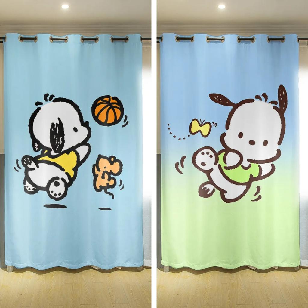 Fresh Cartoon Oil Painting Window Curtain Cute Children's Room Simple Fashion High Shading Bedroom Curtain 2 Panels New Pattern