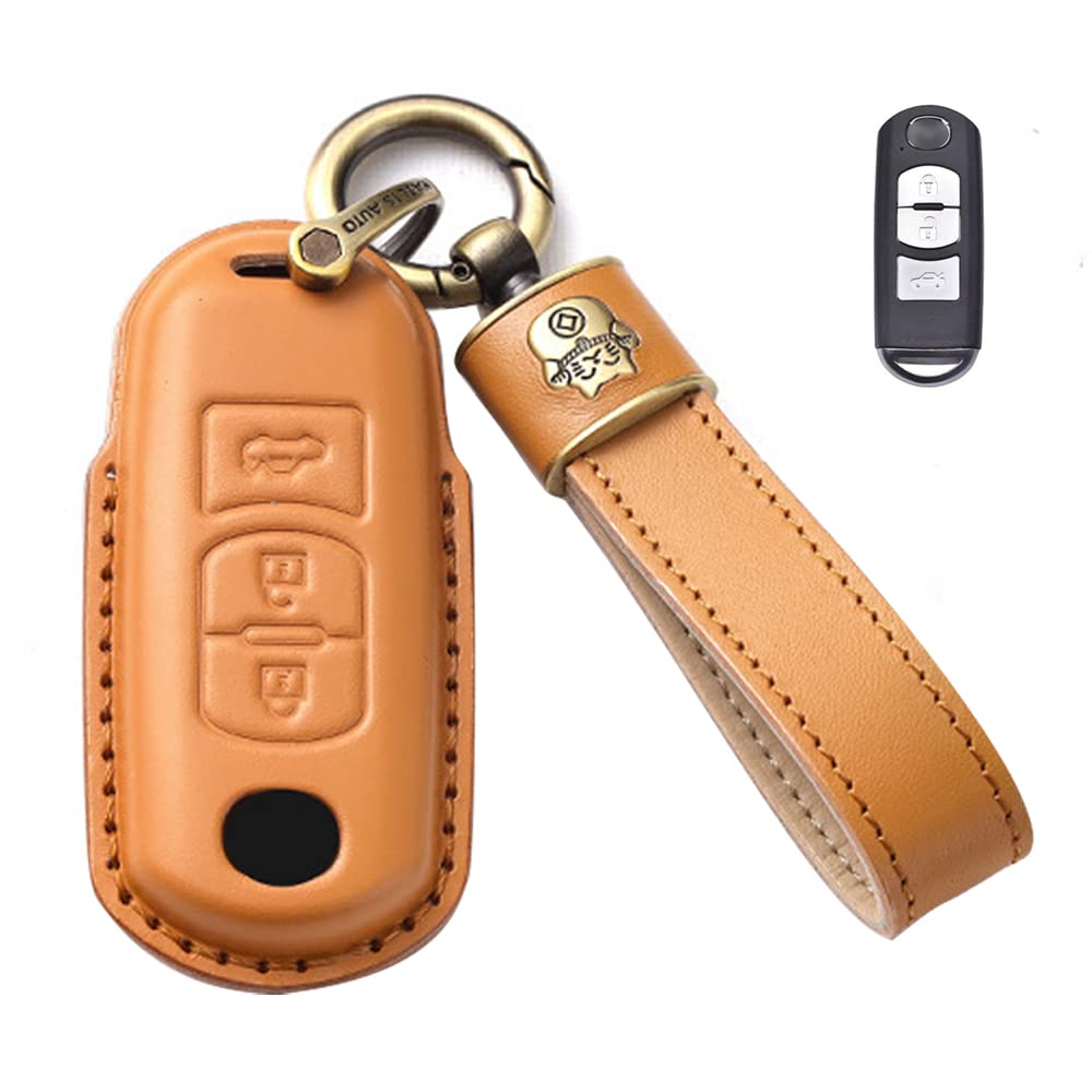 [LETINGFAR] Key Case for Mazda Smart Key Case Key Cover MAZ-CT-LEA-3J-ZX-43 жёлтый