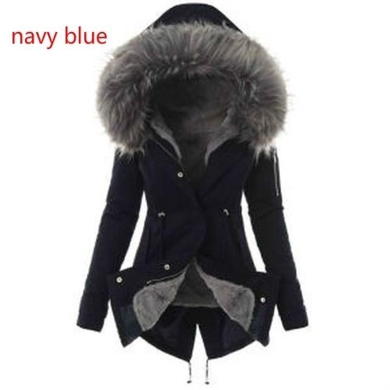 Luxuriously Warm Winter Womens Parka Outwear Military Hooded Coat With Fur Lining